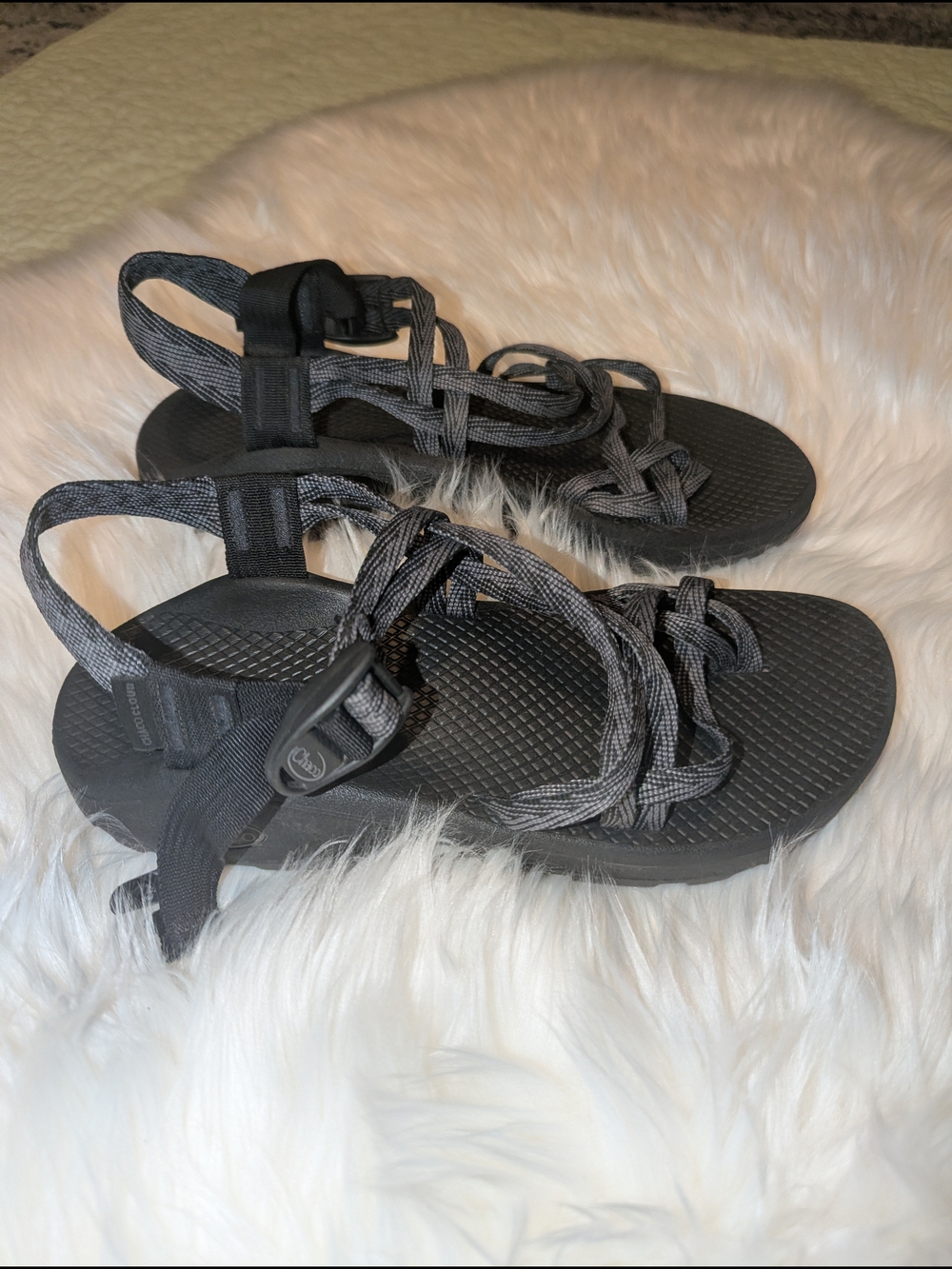 Chaco Women's Black and Gray Strappy Adventure Sandals